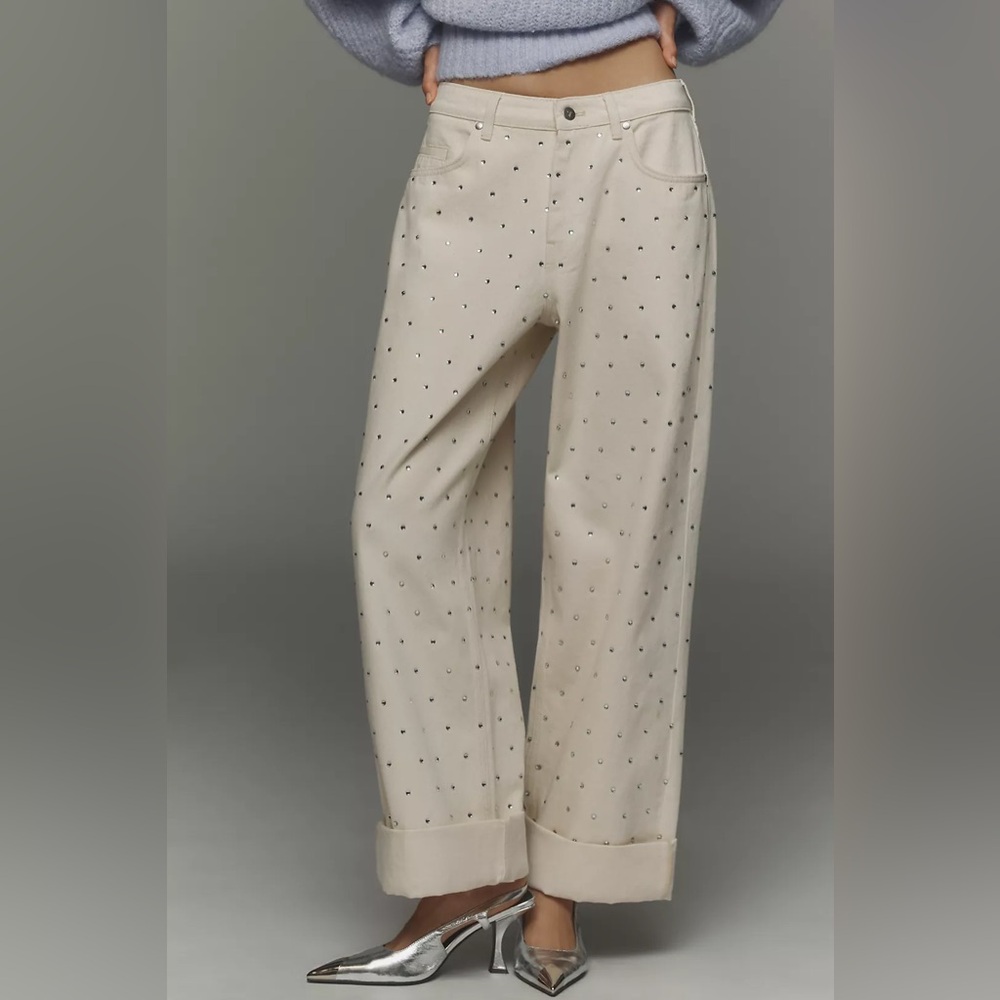 ANTHROPOLOGIE Pilcro Sparkle Relaxed Cuff Jeans